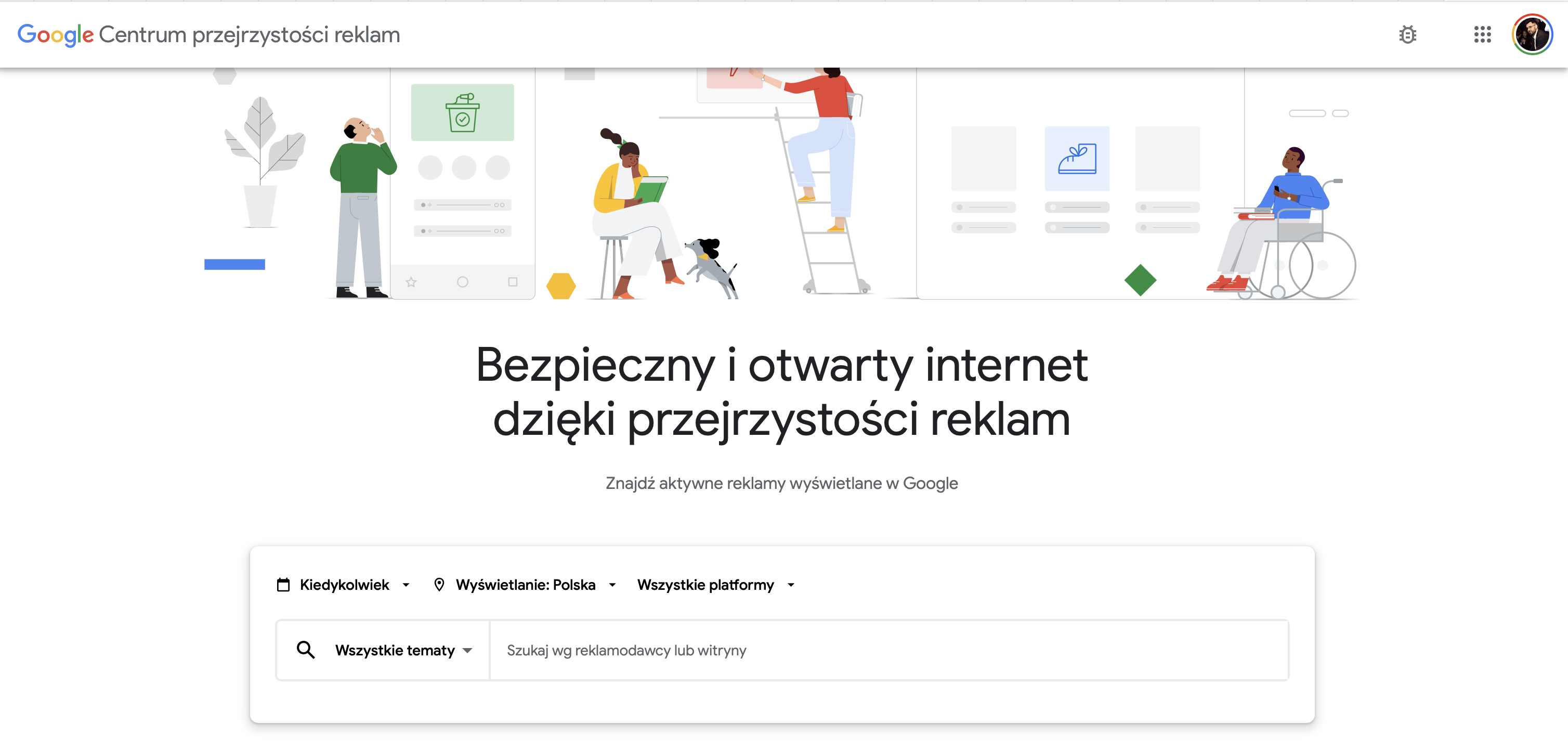 Centrum Transparentności reklam Google 